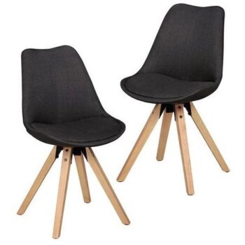 Wohnling 2er Set Retro Esszimmerstuhl Anthrazit - B-Ware...