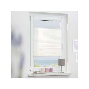 Lichtblick Klemmfix Plissee, stufenloses Einstellen, blickdicht, Montage ohne Bohren, 85 x 130 cm, weiß - B-Ware sehr gut