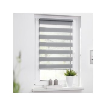 Lichtblick Klemmfix Duo-Rollo, Sonnen- und Sichtschutz, Lichtregulierung, ohne Bohren, 45 x 150 cm, grau - B-Ware sehr gut