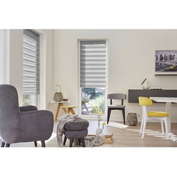 Lichtblick Klemmfix Duo-Rollo, Sonnen- und Sichtschutz, Lichtregulierung, ohne Bohren, 45 x 150 cm, grau - B-Ware sehr gut