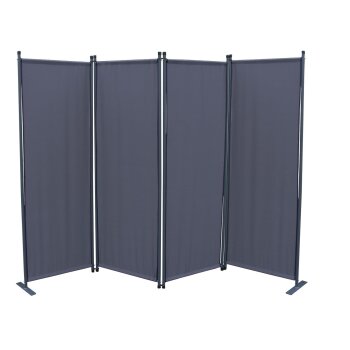 Grasekamp Paravent 4 tlg Raumteiler Grau 220 x 165 Grau -...