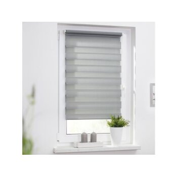 Lichtblick 2x Set Duo Rollo, Klemmfix ohne Bohren, 65 x 150 cm, grau - B-Ware sehr gut