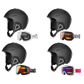 Skihelm Snowboardhelm schwarz mit verschiedenen Brillen...
