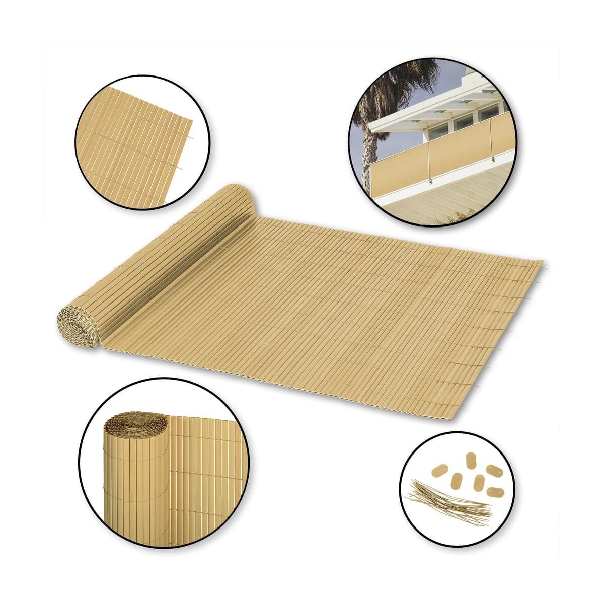 Zaunsichtschutz Sichtschutzmatte PVC 1,6 x 5 m bambus Ribelli - B