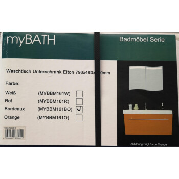 myBATH Waschtisch Unterschrank Elton 796x480x400mm MYBBM161BO Bordeaux - B-Ware neuwertig