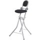 Ribelli Bügelstehhilfe Stehhilfe Stehstuhl 6-Fach höhenverstellbar klappbar Bügelstuhl Stehsitz ergonomisches Sitzen - Stehsitz zum Bügeln mit Rückenlehne (schwarz) - B-Ware sehr gut