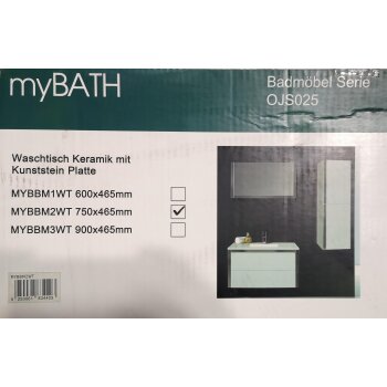 myBATH Waschtisch Keramik mit Kunststein Platte MYBBM2WT...