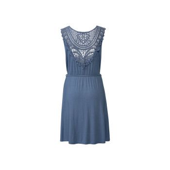 ESMARA® Kleid Damen, mit Lochstickerei im Rücken, aus Viskose und Elasthan, blau, S (36/38) - B-Ware sehr gut