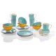ERNESTO® Porzellan Geschirr Set, 18-teilig, mit Mustern, türkis - B-Ware sehr gut