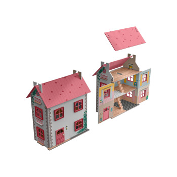 Playtive Holz Puppenhaus Cabinet, drei Etagen (rosa) - B-Ware sehr gut