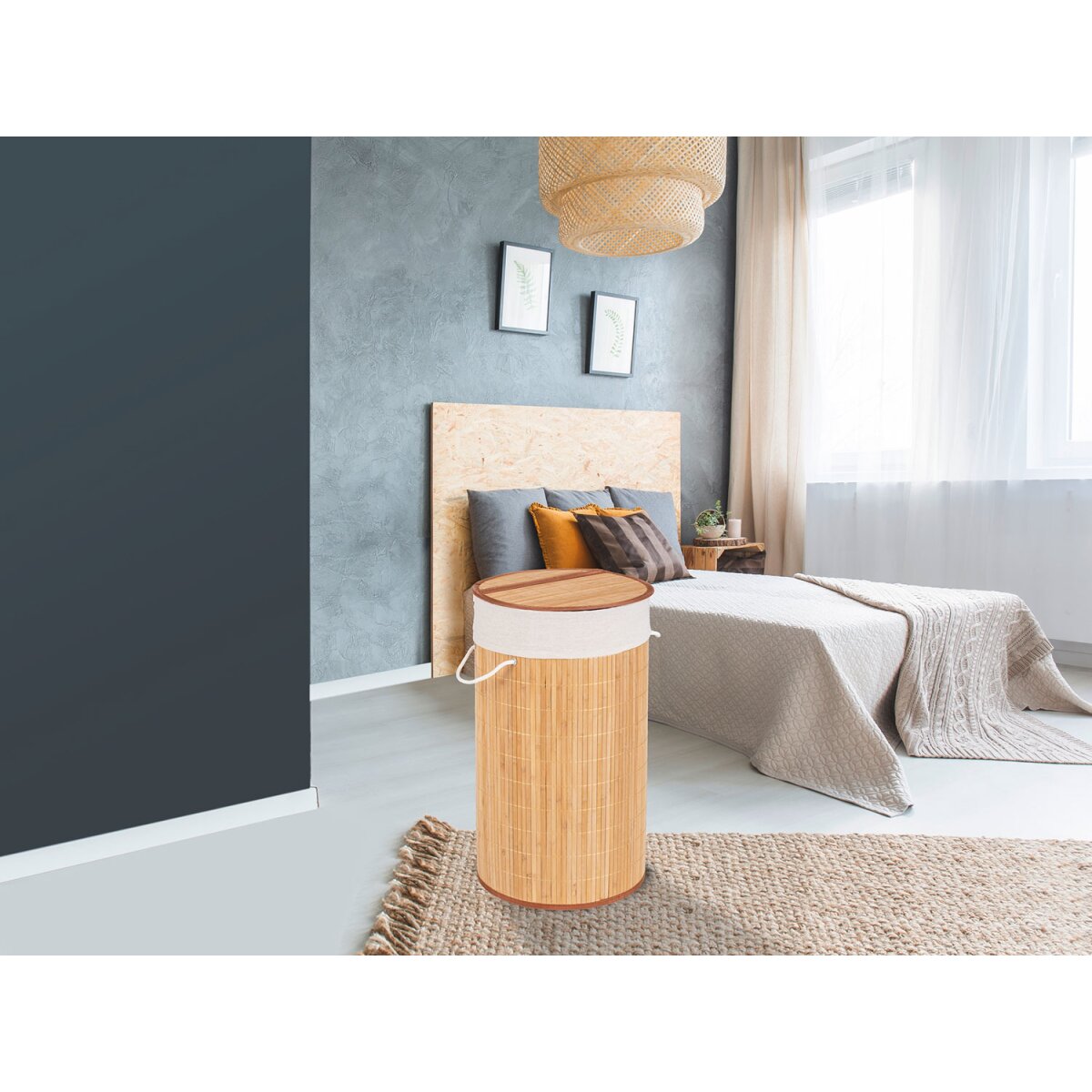 Wenko Wschetruhe Bamboo, 55 l Fassungsvermgen, mit Baumwoll-W