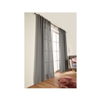 LIVARNO home Vorhangschal, 2-teilig (Schlaufen, dunkelgrau meliert) - B-Ware sehr gut