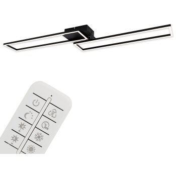 Briloner CCT LED Design Deckenleuchte, Lichttemperatur + Helligkeit regulierbar, rechteckig (schwarz) - B-Ware neuwertig