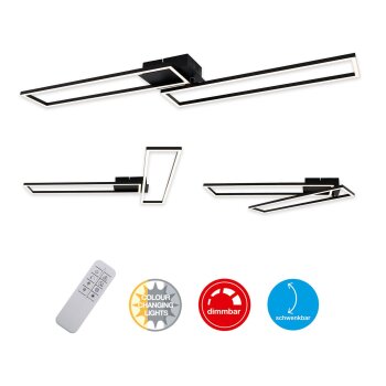 Briloner CCT LED Design Deckenleuchte, Lichttemperatur + Helligkeit regulierbar, rechteckig (schwarz) - B-Ware neuwertig