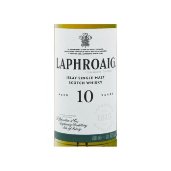 Laphroaig 10 Jahre Islay Single Malt Scotch Whisky mit Geschenkbox 40% Vol