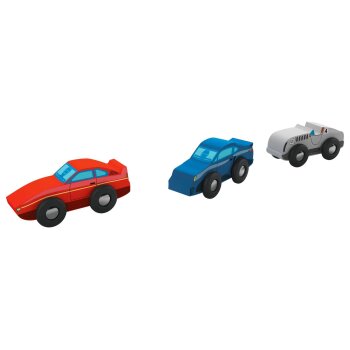 PLAYTIVE Holz Fahrzeug-Sets, 3-teilig, Modell 2021 (Rennwagen) - B-Ware sehr gut