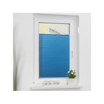 Lichtblick Plissee Haftfix, ohne Bohren, Blau, 60x130 cm - B-Ware neuwertig