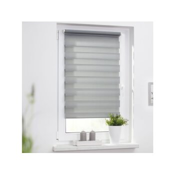 Lichtblick Klemmfix Duo-Rollo, Sonnen- und Sichtschutz, Lichtregulierung, ohne Bohren, Grau, 85 cm, 150 cm - B-Ware neuwertig