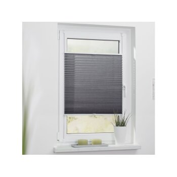 Lichtblick Klemmfix Plissee, stufenloses Einstellen, blickdicht, Montage ohne Bohren, 90 x 210 cm, grau - B-Ware neuwertig