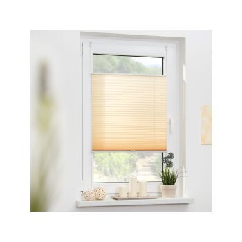 Lichtblick Klemmfix Plissee, stufenloses Einstellen, blickdicht, Montage ohne Bohren, 130 cm, 65cm, Creme - B-Ware neuwertig