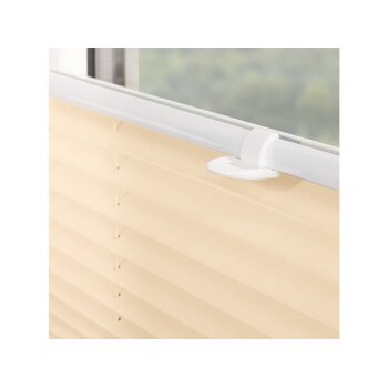 Lichtblick Klemmfix Plissee, stufenloses Einstellen, blickdicht, Montage ohne Bohren, 130 cm, 65cm, Creme - B-Ware neuwertig