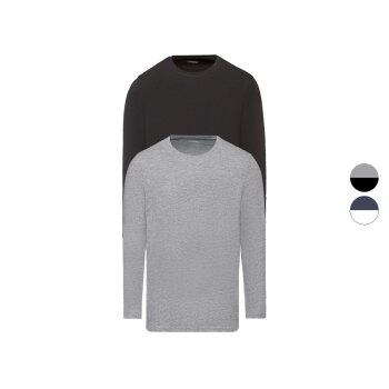 LIVERGY Herren Langarmshirt, 2 Stück, mit Baumwolle...
