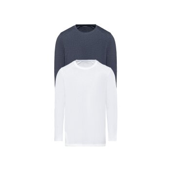 LIVERGY Herren Langarmshirt, 2 Stück, mit Baumwolle...