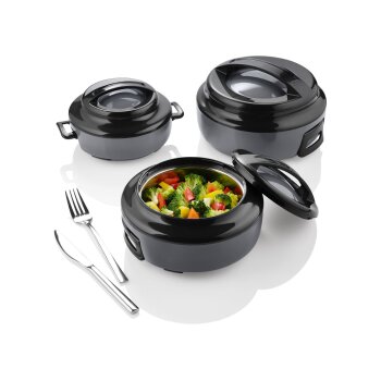 ERNESTO® Mikrowellenschüsseln, doppelwandig, 3er Set (grau) - B-Ware sehr gut