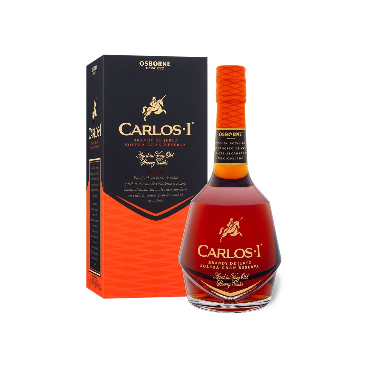Osborne Carlos I Brandy de Jerez Solera Gran Reserva Sherry Casks mit  Geschenkbox 40% Vol, 18,99 €