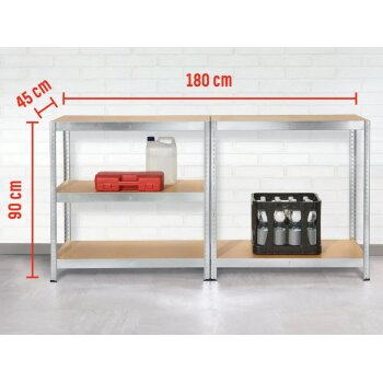 PARKSIDE® Schwerlastregal, verzinkter Stahl, 180 x 90 x 45 cm - B-Ware sehr gut