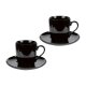ERNESTO® 2er Set Tassen mit Untertasse, aus hochwertigem Porzellan (Milchkaffeetassen schwarz) - B-Ware sehr gut