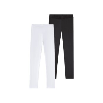pepperts Kinder Mädchen Leggings, 2 Stück, mit bequemem Gummizugbund (schwarz/weiß, 158/164) - B-Ware sehr gut