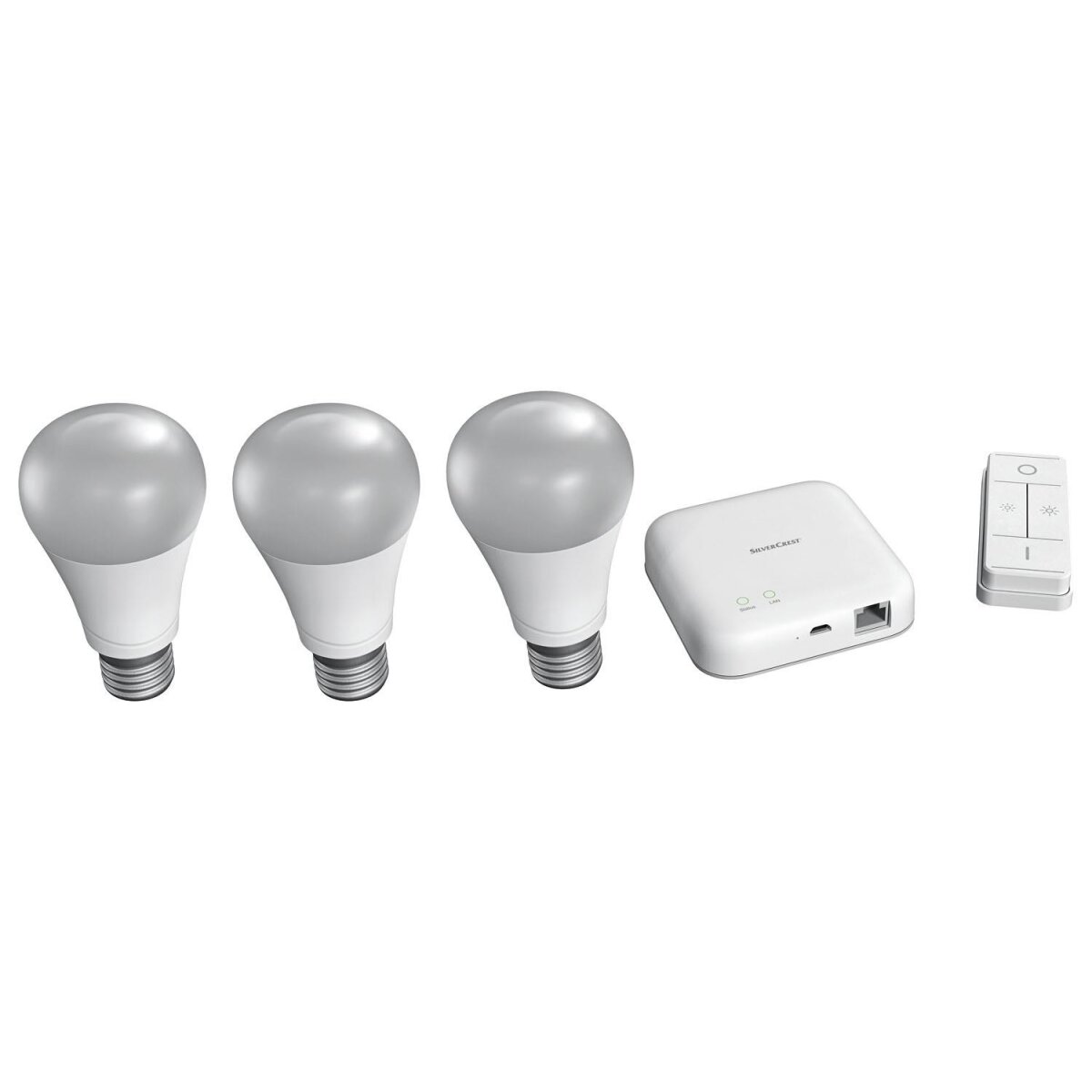 Livarno Home Starter Kit Gateway + 3x Leuchtmittel RGB und Fernbedienung »Zigbee  Smart Home« - B-War, 46,99 €