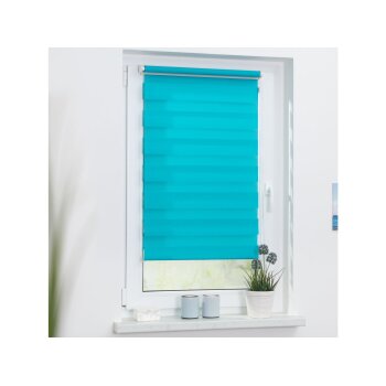 Lichtblick Klemmfix Duo-Rollo, Sonnen- und Sichtschutz, Lichtregulierung, ohne Bohren, Blau, 110 x 150 cm - B-Ware neuwertig