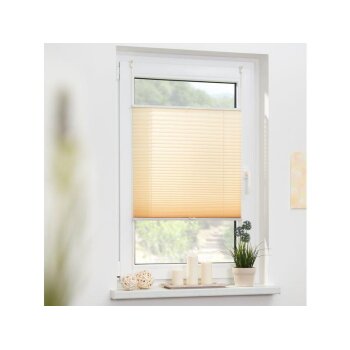 Lichtblick Klemmfix Plissee, stufenloses Einstellen, blickdicht, Montage ohne Bohren, 80 x 210 cm, creme - B-Ware neuwertig