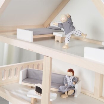 roba Puppenhaus inkl. Möbel & Puppen, Holz natur - B-Ware sehr gut