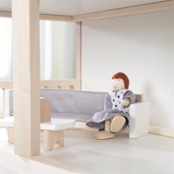 roba Puppenhaus inkl. Möbel & Puppen, Holz natur - B-Ware sehr gut