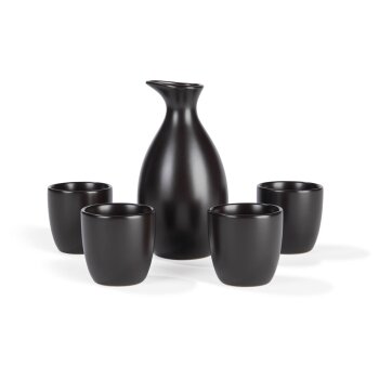 ERNESTO® Sake-Set, 5-teilig, Steingut (Schwarz) - B-Ware sehr gut