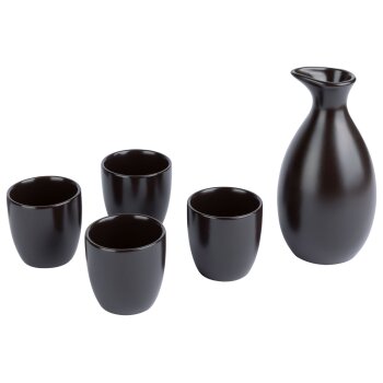 ERNESTO® Sake-Set, 5-teilig, Steingut (Schwarz) - B-Ware sehr gut