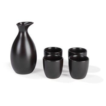 ERNESTO® Sake-Set, 5-teilig, Steingut (Schwarz) - B-Ware sehr gut