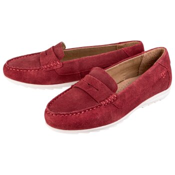 esmara Damen Ledermokassin, leichte, profilierte TPR-Laufsohle (rot, 36) - B-Ware sehr gut