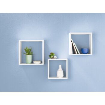 LIVARNO home Regalwürfel, mit Wandhalterung, 3er-Set (weiß) - B-Ware Transportschaden Kosmetisch
