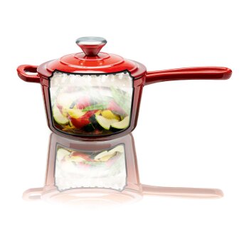 ERNESTO® Stielkasserolle Gusseisen emailliert, Ø 14,5 cm - B-Ware Transportschaden Kosmetisch