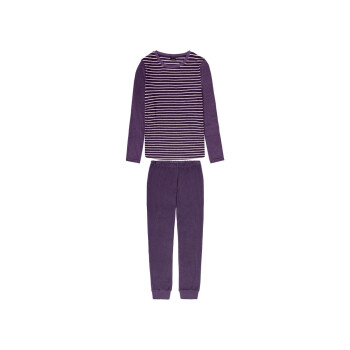 esmara Damen Pyjama, aus kuschelig weicher Frotteequalität (Streifen/lila, XS (32/34)) - B-Ware sehr gut