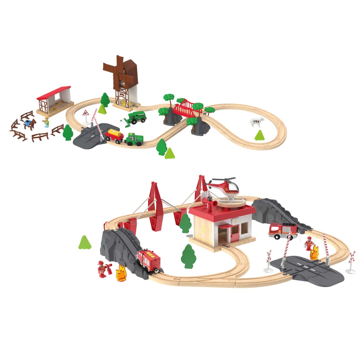 Playtive Eisenbahn-Set, aus Echtholz, mit liebevoll gestalteten Stationen -  B-Ware, 22,99 € | Holzspielzeuge