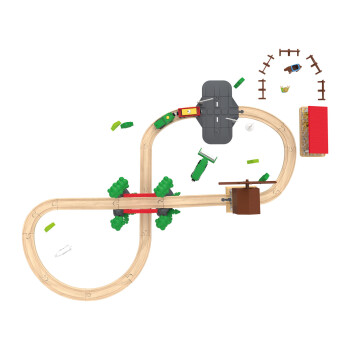 Playtive Eisenbahn-Set, aus Echtholz, mit liebevoll gestalteten Stationen - B-Ware