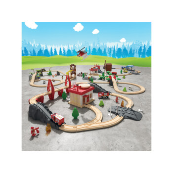 Playtive Eisenbahn-Set, aus Echtholz, mit liebevoll gestalteten Stationen - B-Ware