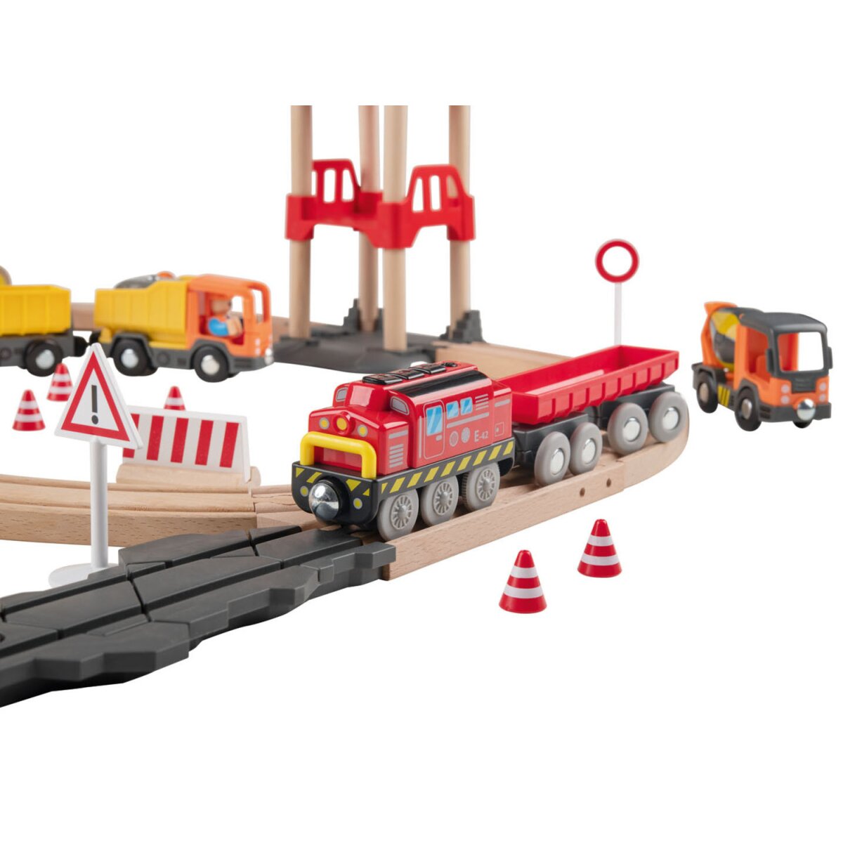Playtive Holz-Eisenbahn-Set Baustelle, mit Buchenholz - B-Ware sehr gut,  26,99 € | Holzspielzeuge