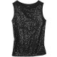 Fashiontop Damen Shirt Top T-Shirt Glitzereffekt Pailetten Schwarz M (40/42) - B-Ware sehr gut