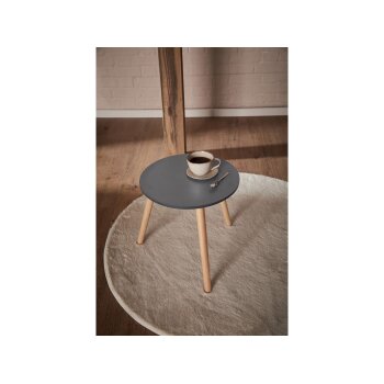 LIVARNO home Beistelltisch, aus Massivholz, Ø40cm (Anthrazit) - B-Ware Transportschaden Kosmetisch